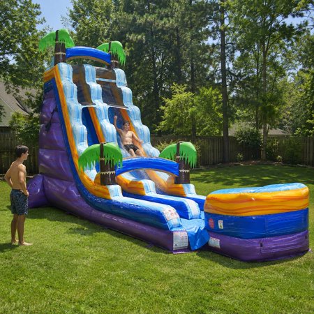 TentandTable Commercial Inflatable Water Slide, Purple Tropical Marble with Blower, 22 ft