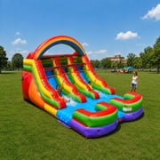 TentandTable Commercial Inflatable Water Slide, Rainbow Dual Lane with Blower, 13