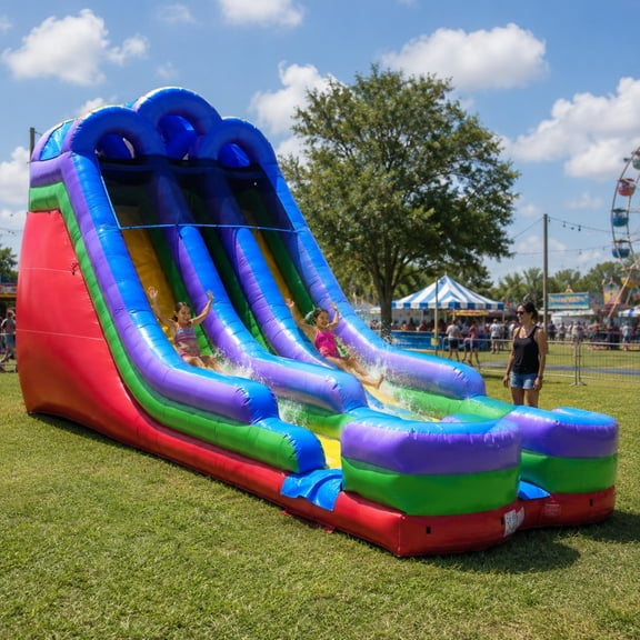 TentandTable Commercial Inflatable Water Slide, Retro Dual Lane with Blower, 18 ft