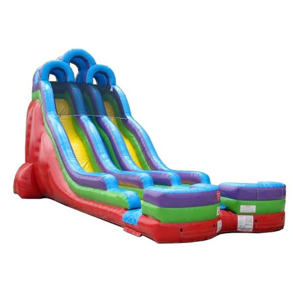 TentandTable Commercial Inflatable Water Slide, Retro Rainbow Dual Lane with Blower, 24 ft