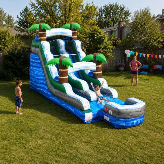 TentandTable Commercial Inflatable Water Slide, Tropical Marble with Blower, 15'