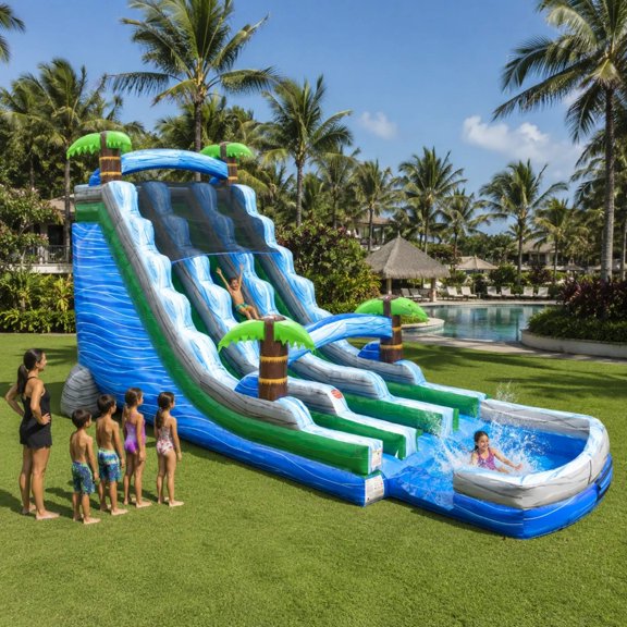 TentandTable Commercial Inflatable Water Slide, Tropical Marble with Blower, 22 ft