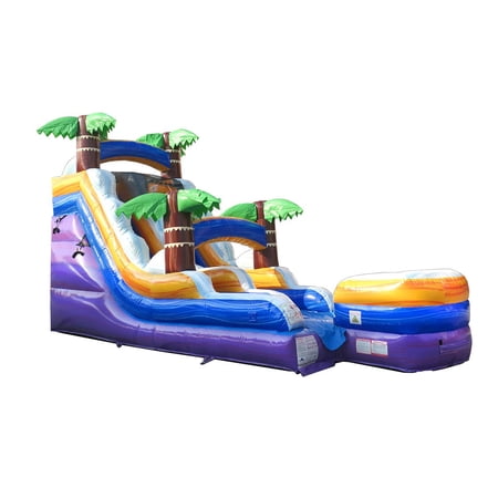 TentandTable Commercial Inflatable Water Slide, Tropical Purple Marble with Blower, 15 Ft