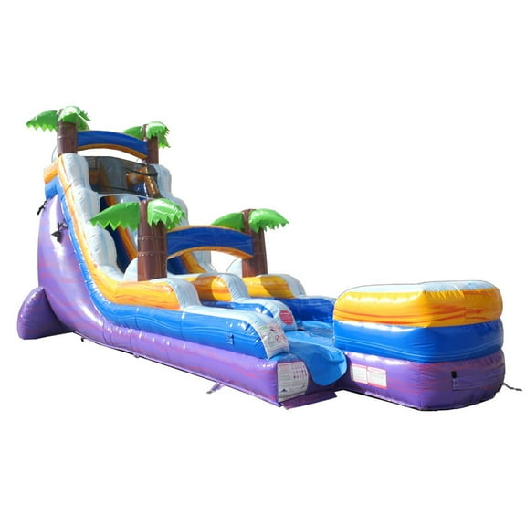 TentandTable Commercial Inflatable Water Slide, Tropical Purple Marble with Blower, 18 ft
