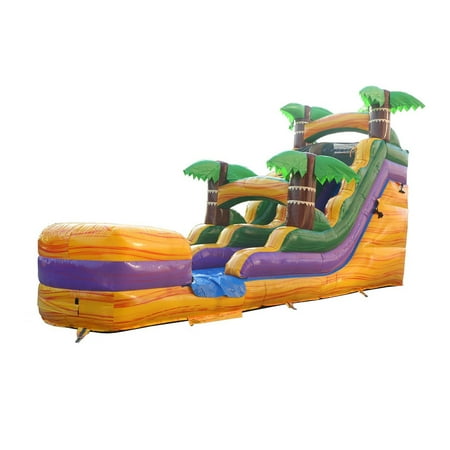 TentandTable Commercial Inflatable Water Slide, Tropical Yellow Marble with Blower, 15 Ft