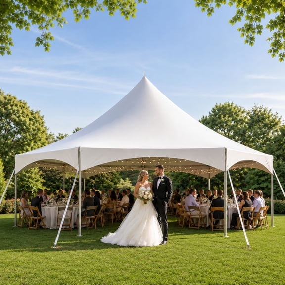 TentandTable High Peak Frame Outdoor Canopy Tent, White Hexagon, 40ft