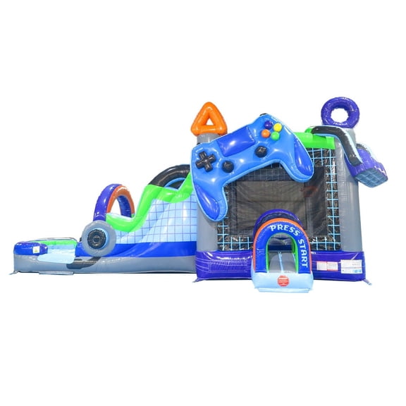 TentandTable Inflatable Bounce House Water Slide with Blower, Commercial Grade Bouncy Castle Jump House for Kids, 32' L x 16' W x 15.5' H, Video Game