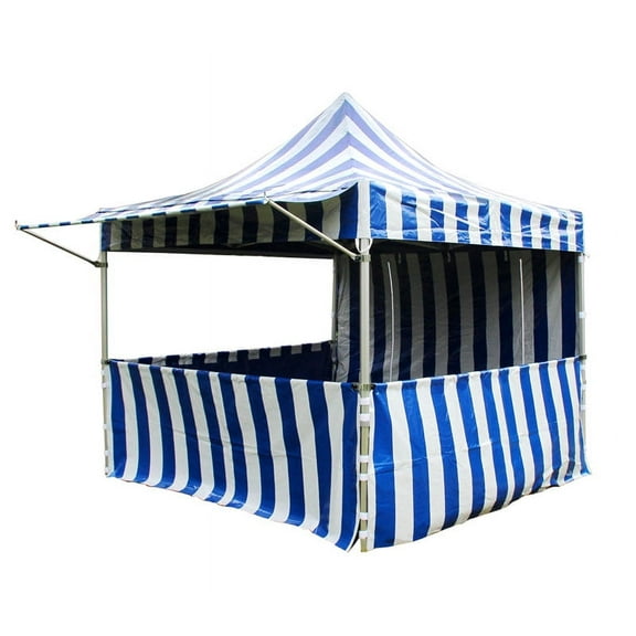 TentandTable Instant Carnival Outdoor Canopy Pop Up Tent with Side Walls, 10x10 Blue Striped