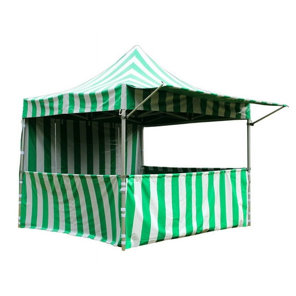 TentandTable Instant Carnival Outdoor Canopy Pop Up TentandTable Tent with Side Walls, 10x10 Green Striped