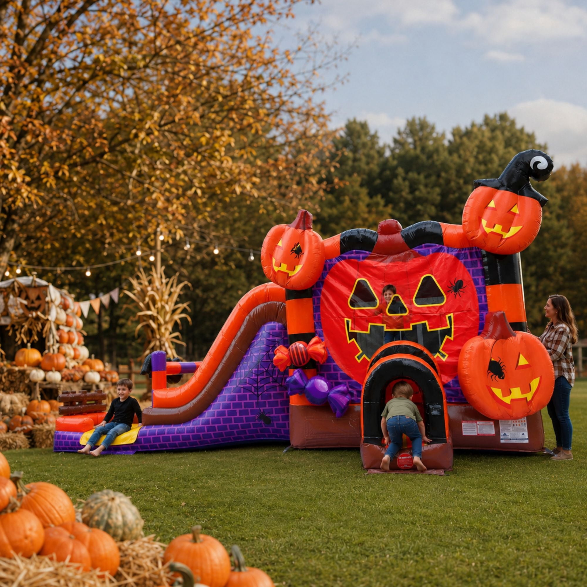 TentandTable Mega Dual Lane Inflatable Water Slide Bounce House Combo with Blower, Halloween