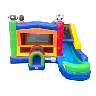 Pogo Bounce House Crossover Kids Inflatable Water Slide, Blue Wave with ...