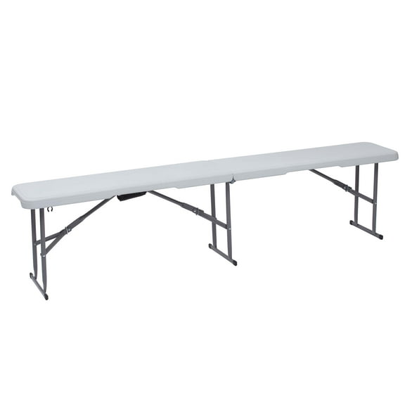 TentandTable Plastic Fold in Half Bench, White, 6 ft