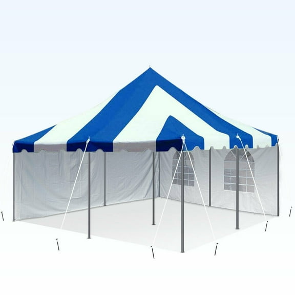 TentandTable Premium Outdoor Event Party Canopy Pole Tent with Sidewalls, Blue, 20 ft x 20 ft