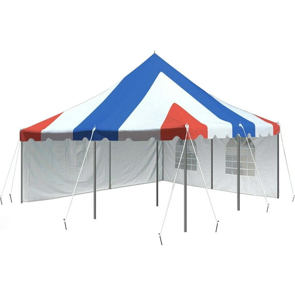 TentandTable Premium Outdoor Event Party Canopy Pole Tent with Sidewalls, Red White and Blue, 20 ft x 20 ft