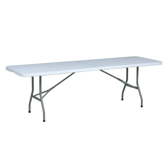 TentandTable Rectangle Fold in Half Banquet Table, White, 96 in