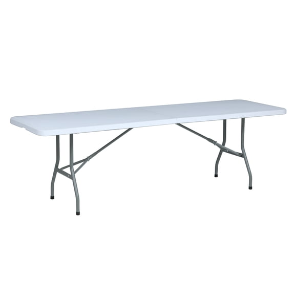 TentandTable Rectangle Fold in Half Banquet Table, White, 96 in