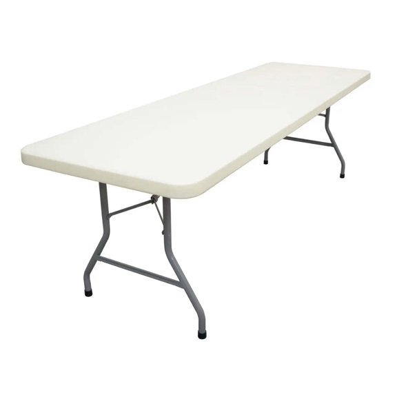 TentandTable Rectangle Plastic Banquet Table, White, 96 in