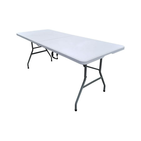 TentandTable Rectangle Plastic Fold-in-Half Banquet Table, White, 72 in