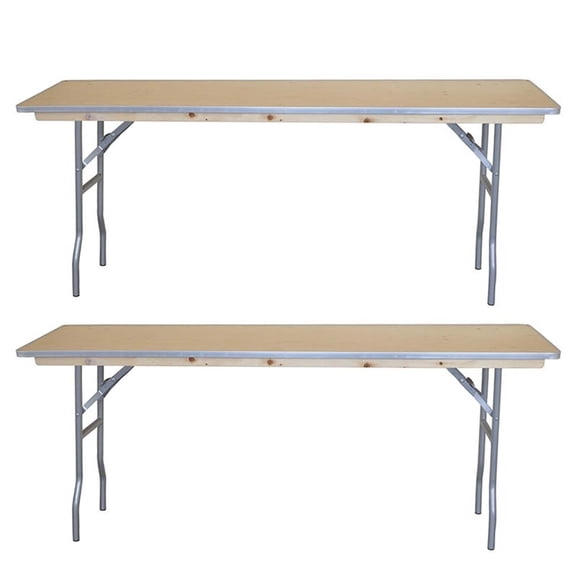 TentandTable Rectangle Wood Conference Seminar Office Folding Table, 6 ft, 2 Pack
