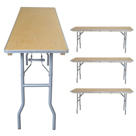 TentandTable Rectangle Wood Conference Seminar Office Folding Table, 6 ft, 4 Pack