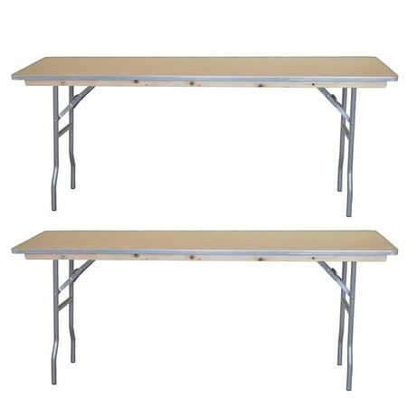 TentandTable Rectangle Wood Conference Seminar Office Folding Table, 8 ft, 2 Pack