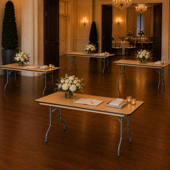 TentandTable Rectangle Wood Folding Banquet Office Card Table, 6 ft, 4 Pack