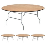 TentandTable Round Wooden Folding Banquet Office Tables, 72 in, 4 Pack