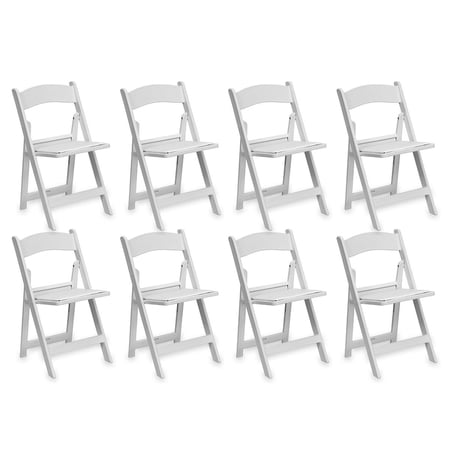 TentandTable Solid Resin Folding Chairs, White, 8 Pack