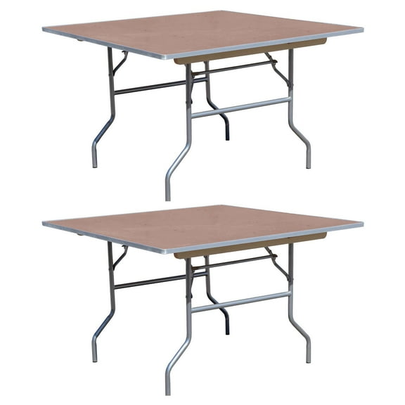TentandTable Square Wooden Folding Tables, Clear Finish, 48 in, 2 Pack
