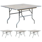 TentandTable Square Wooden Folding Tables, Clear Finish, 48 in, 4 Pack