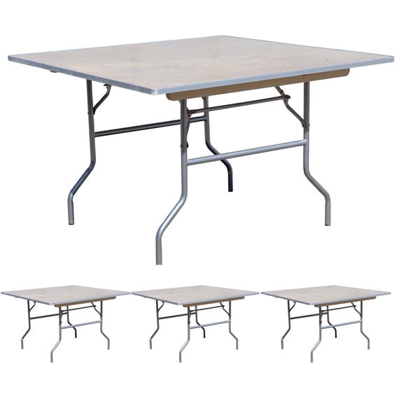 Used Square Foldable Table TentandTable Square Wooden Folding Tables, Clear Finish, 60 in, 4 Pack ...