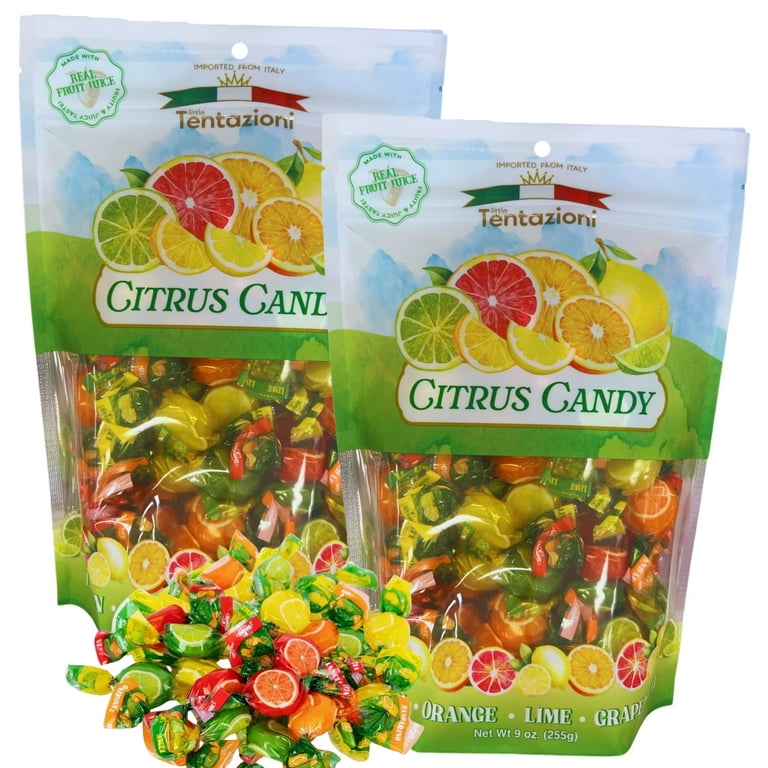 Tentazioni Italian Citrus Hard Candy 9 Oz 2 Pack, Assorted Fruit