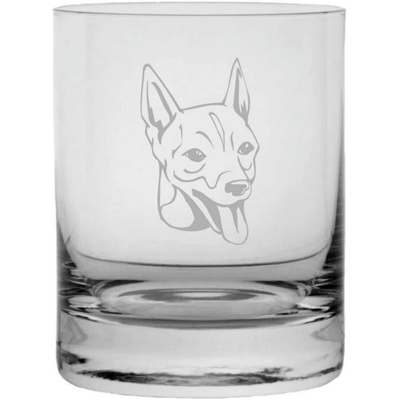 Tenterfield Terrier Dog Themed Etched 11oz Crystal Rocks Whisky Glass