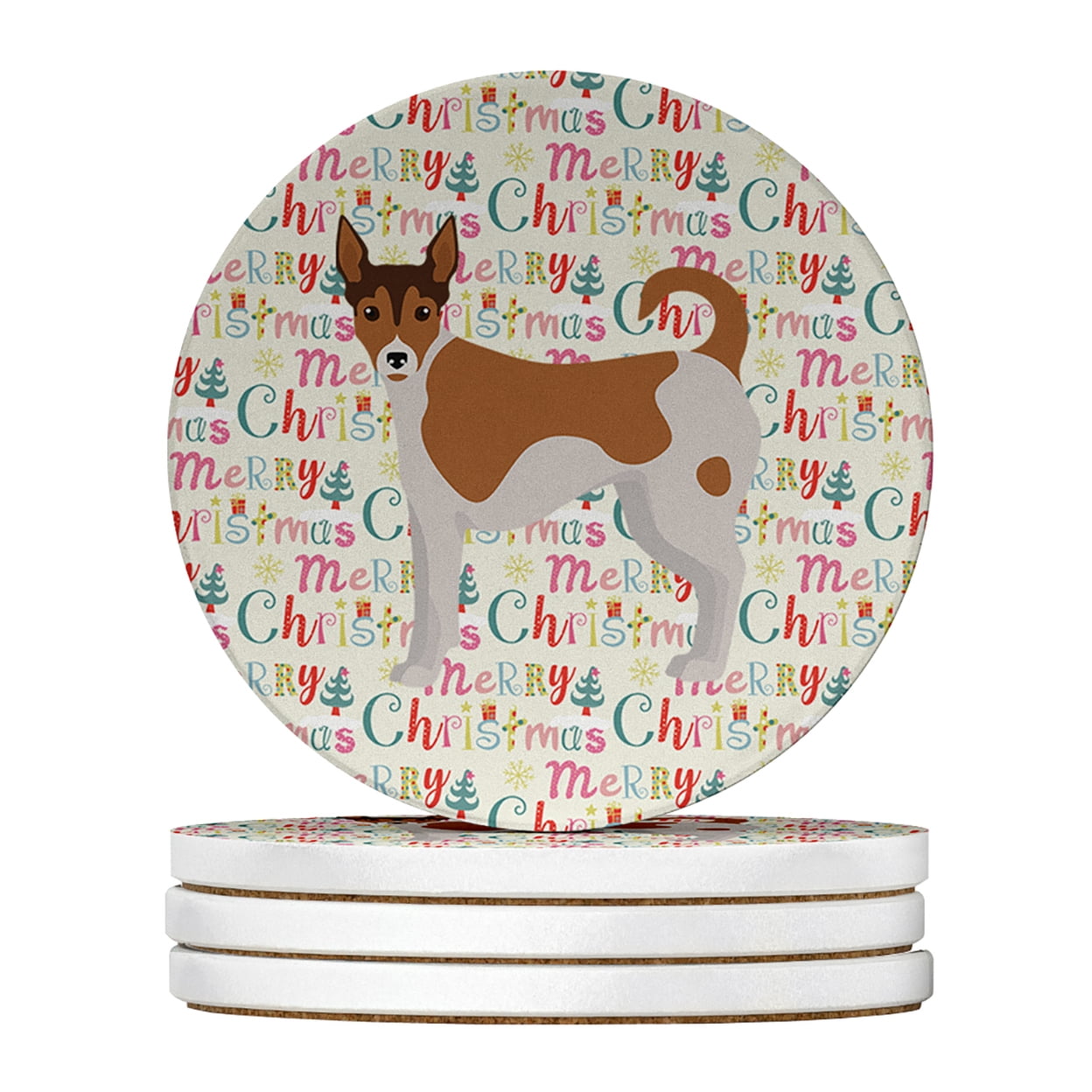 Tenterfield Terrier Merry Christmas Large Sandstone Coasters Pack of 4 4 in x 4 in