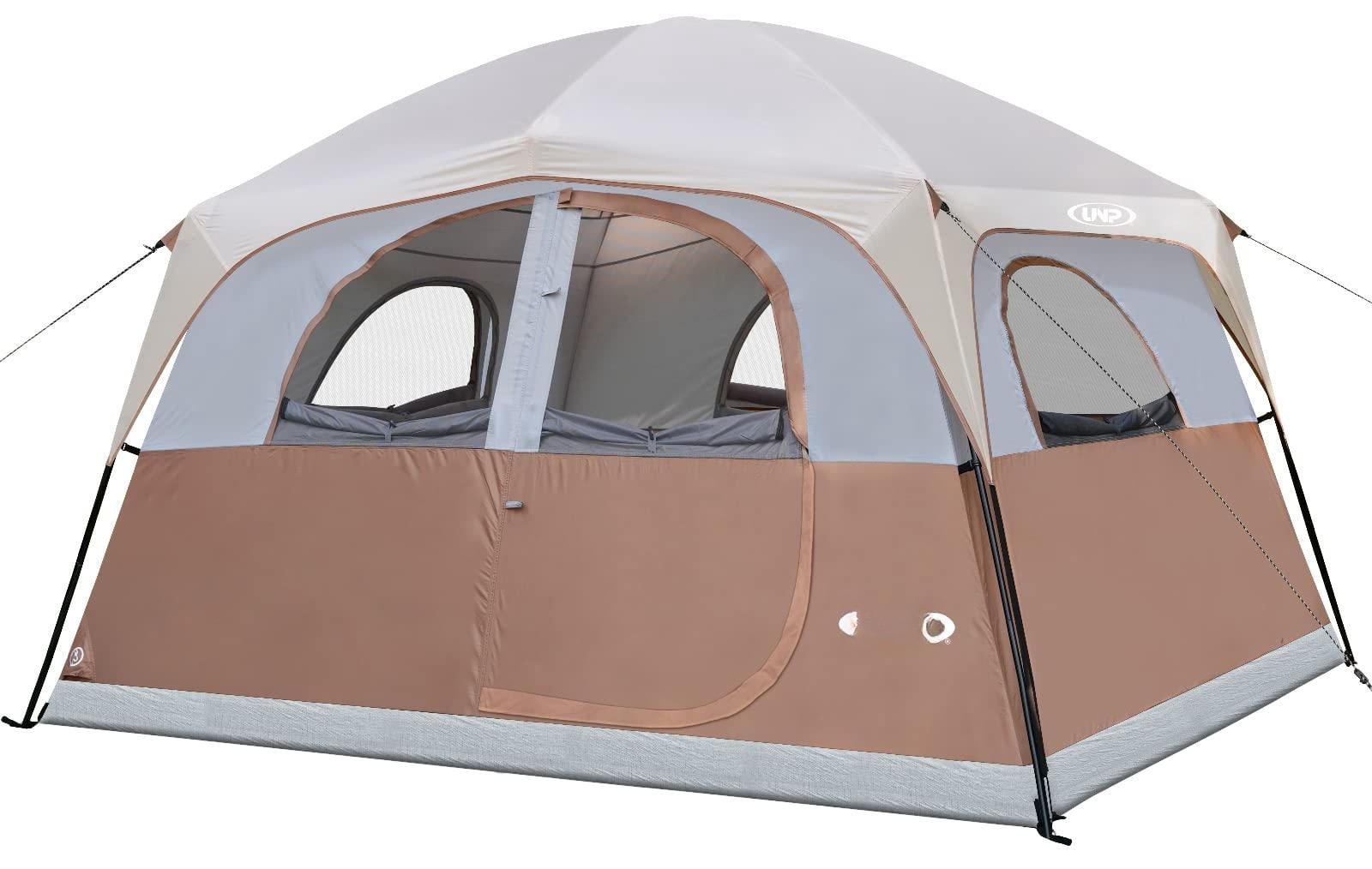 Tents 6 Person Waterproof Windproof Easy Setup Double Layer Family Camping Tent With 1 Mesh Door & 5 Large Windows -10'x9'x78in(h)