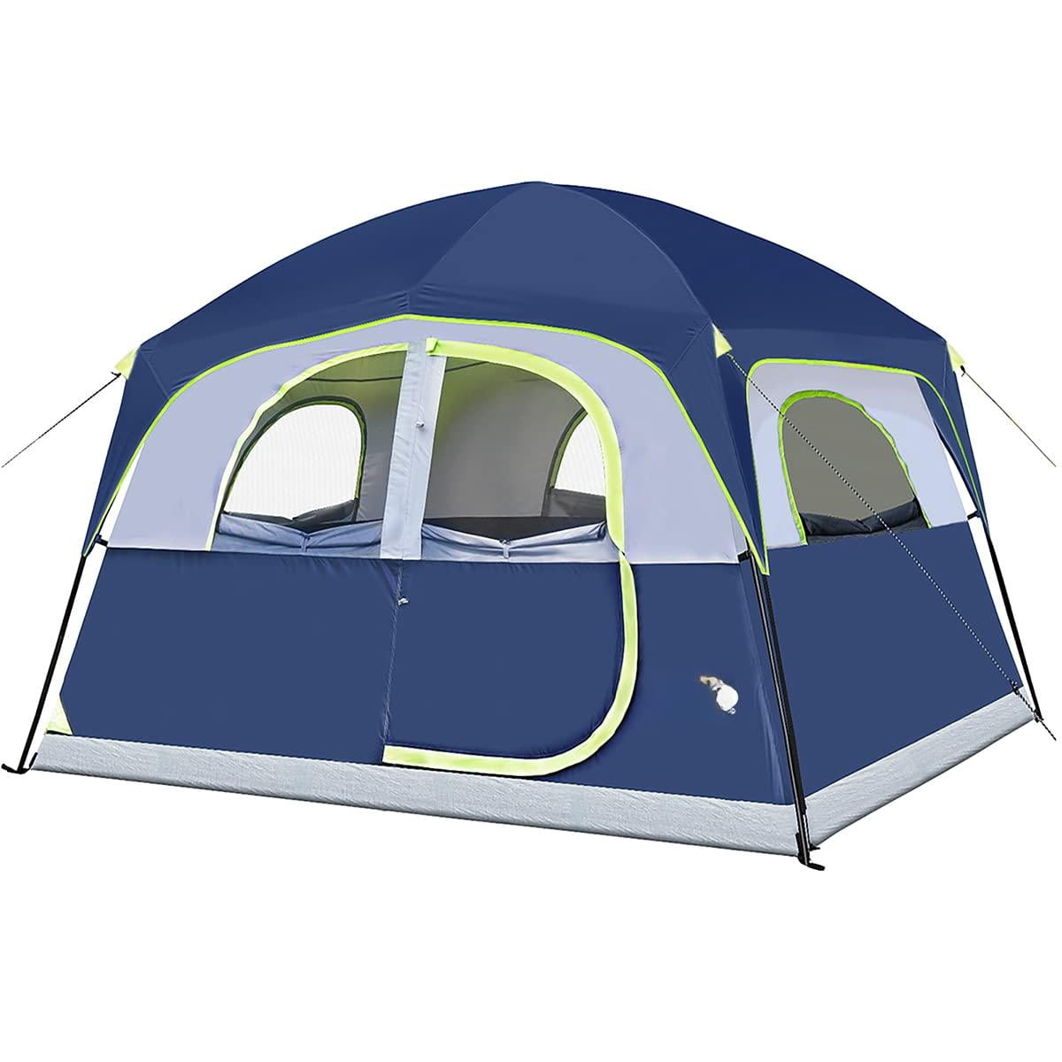 Tents 6 Person Waterproof Windproof Easy Setup Double Layer Family Camping Tent With 1 Mesh Door & 5 Large Windows -10'x9'x78in(h)
