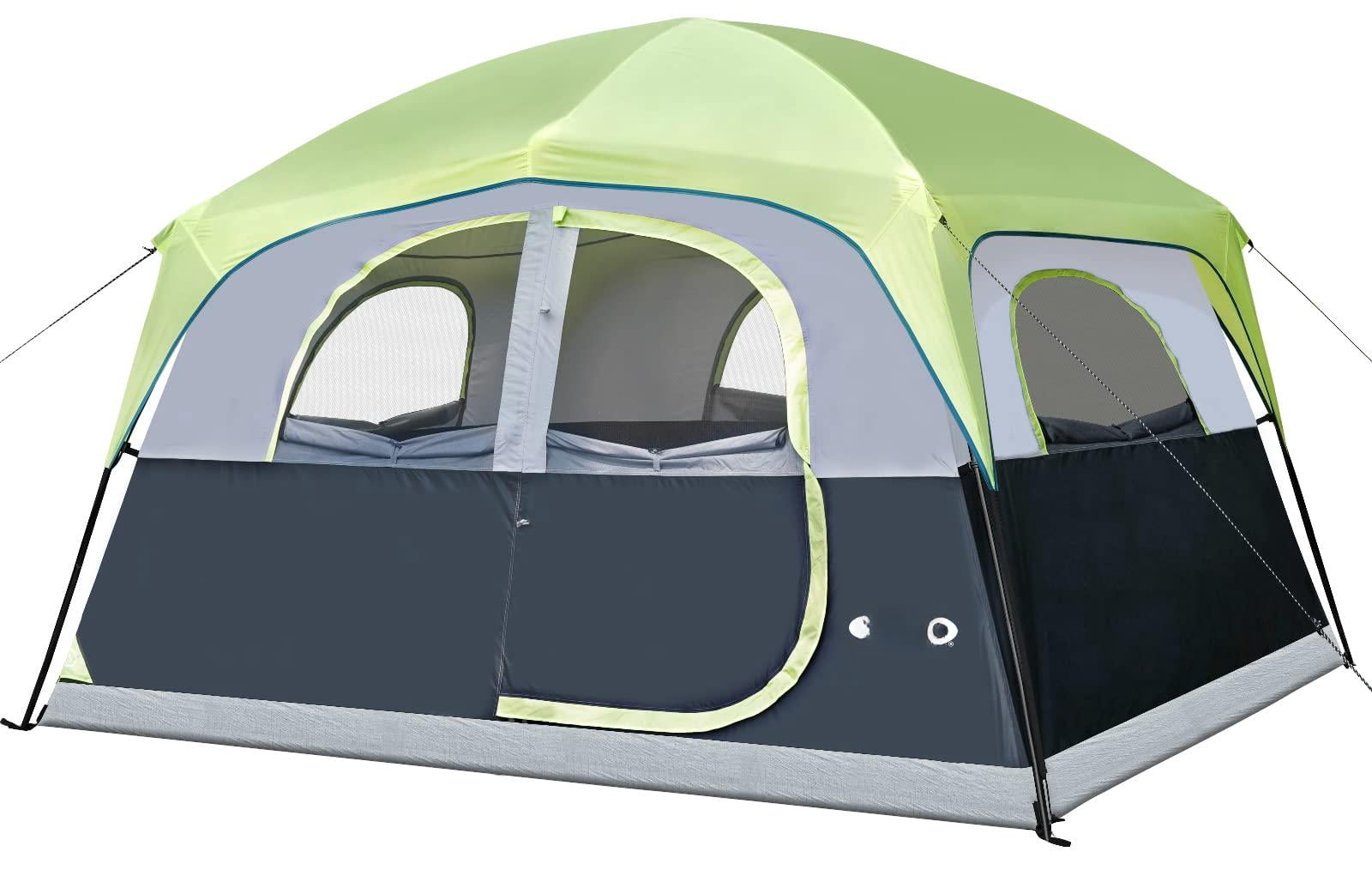 Tents 6 Person Waterproof Windproof Easy Setup Double Layer Family Camping Tent With 1 Mesh Door & 5 Large Windows -10'x9'x78in(h)