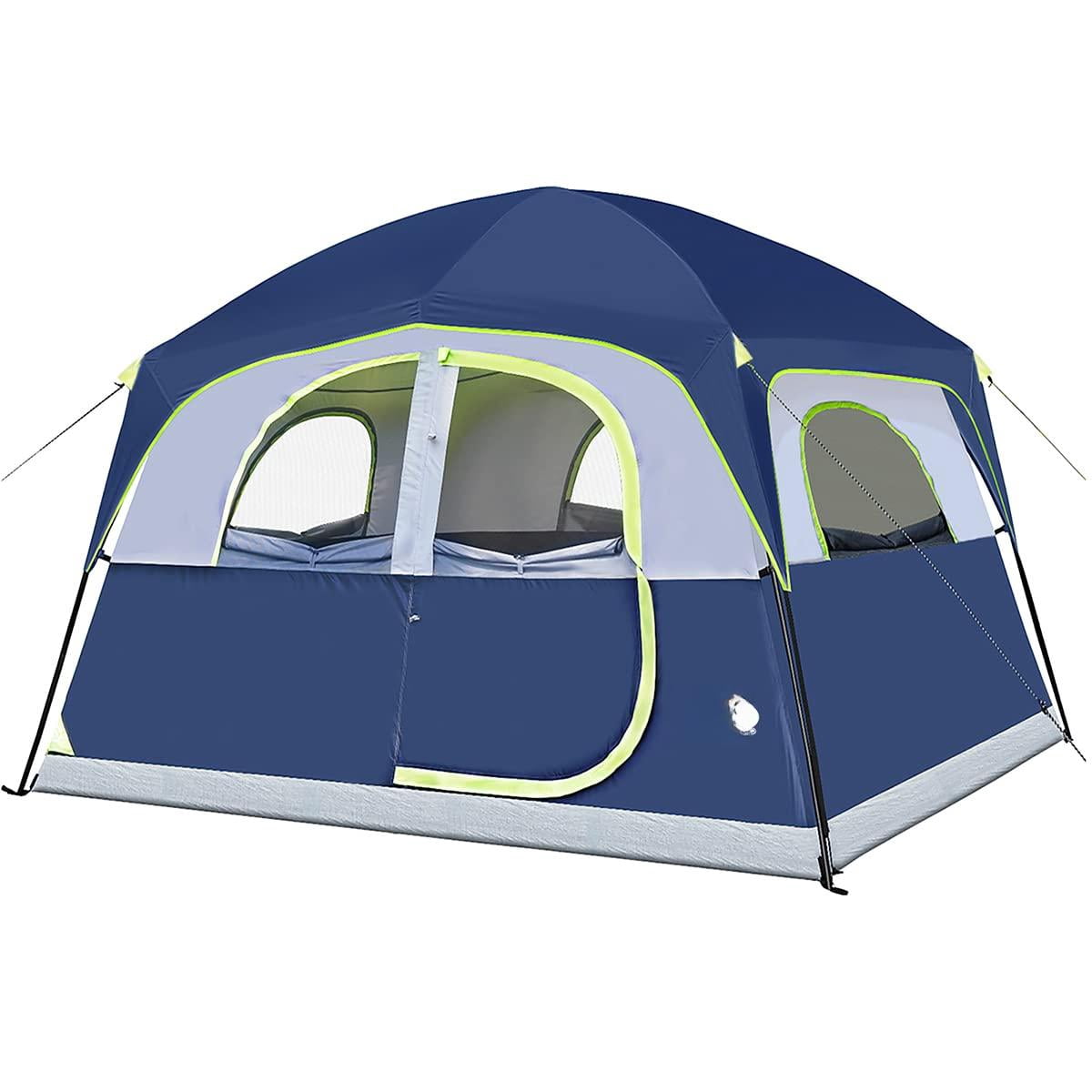 Tents 6 Person Waterproof Windproof Easy Setup Double Layer Family Camping Tent With 1 Mesh Door & 5 Large Windows -10'x9'x78in(h)