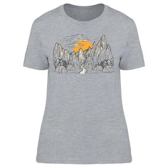 Tents Near The Mountains T-Shirt Women -Image by Shutterstock, Female Small