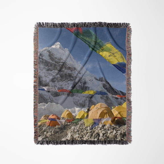 Tents On Khumbu Glacier, Base Camp, Mt Everest, Nepal - As26 Dny0017 - David Noyes, Woven Blanket