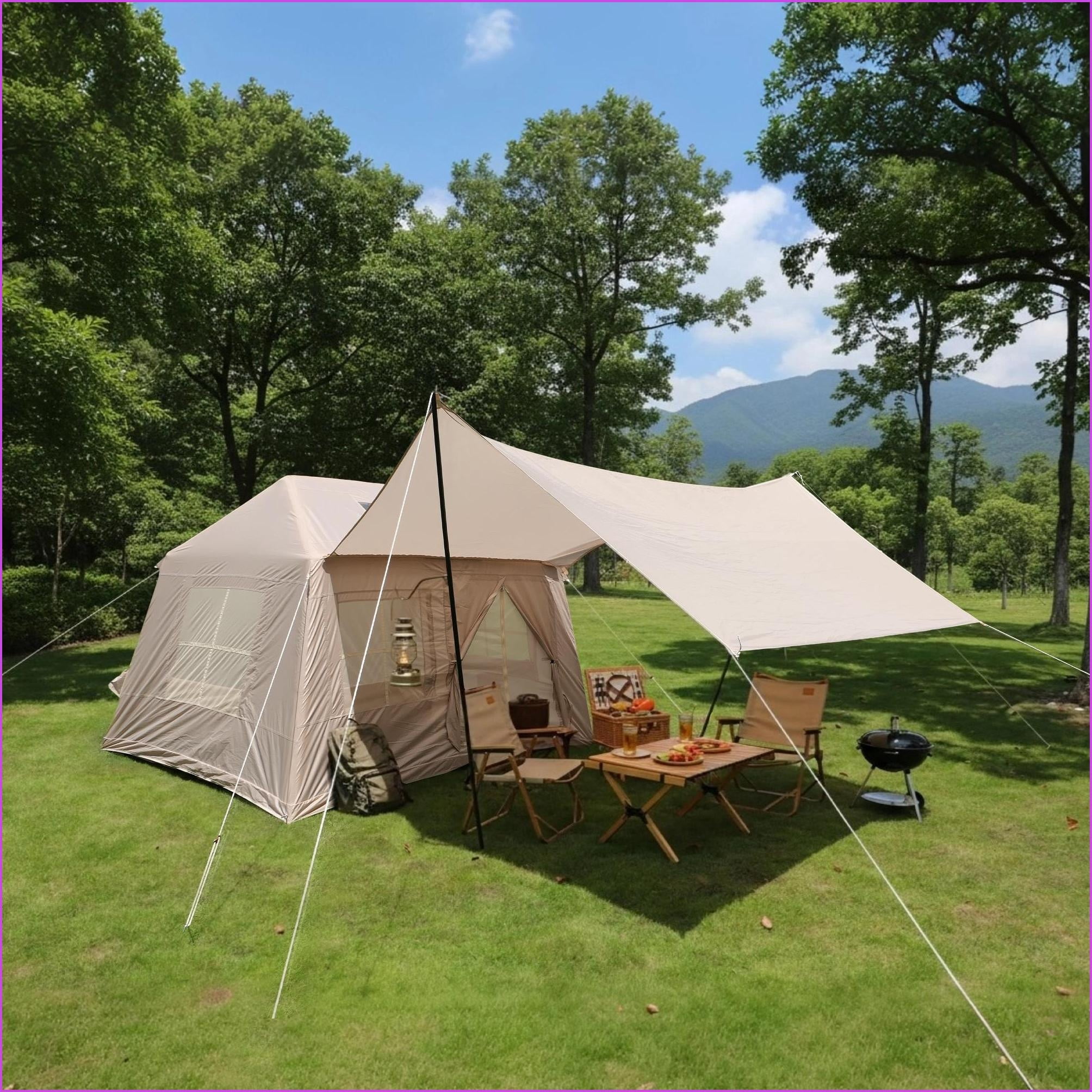 Tents | Tiendas de Campaña, 4-Season 5.72m² Inflatable Tent, Stove Jack, Pump, Camping Glamping | oxford fabric