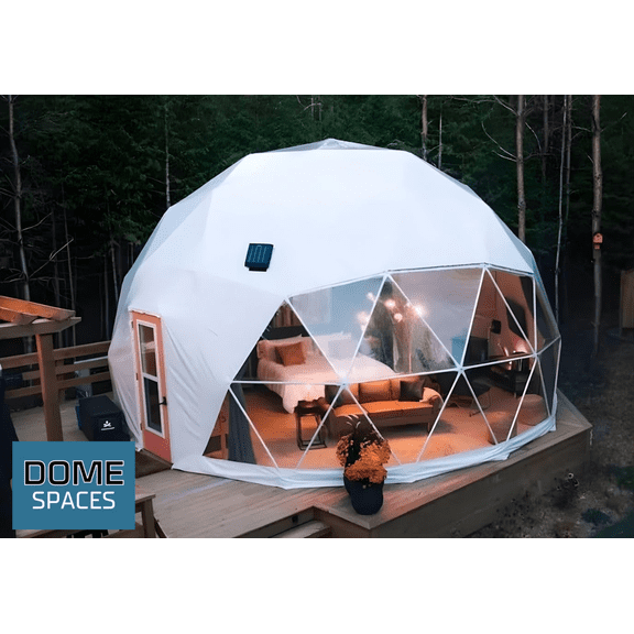 Domespaces - Geodesic Dome | Igloo Tent | Double Sided Insulated Liner | Waterproof & Snowproof | 2 Screen Vents for Air Flow | UV Shielding | Easy to Clean | Clear & Durable | Skylight | 2 Portholes
