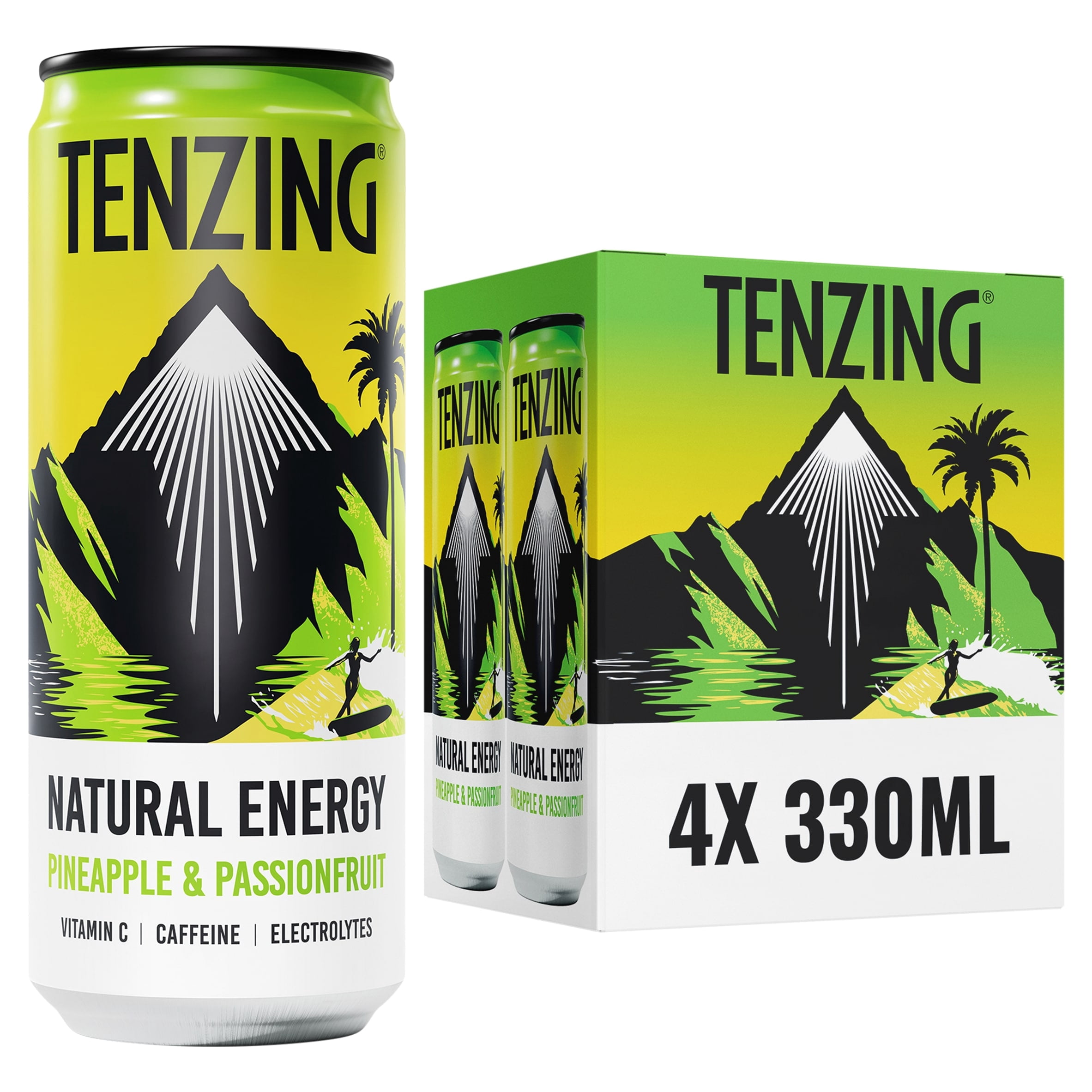 Tenzing Energy Drink Pineapple & Passion Fruit 4X330ml, Imported from Britain