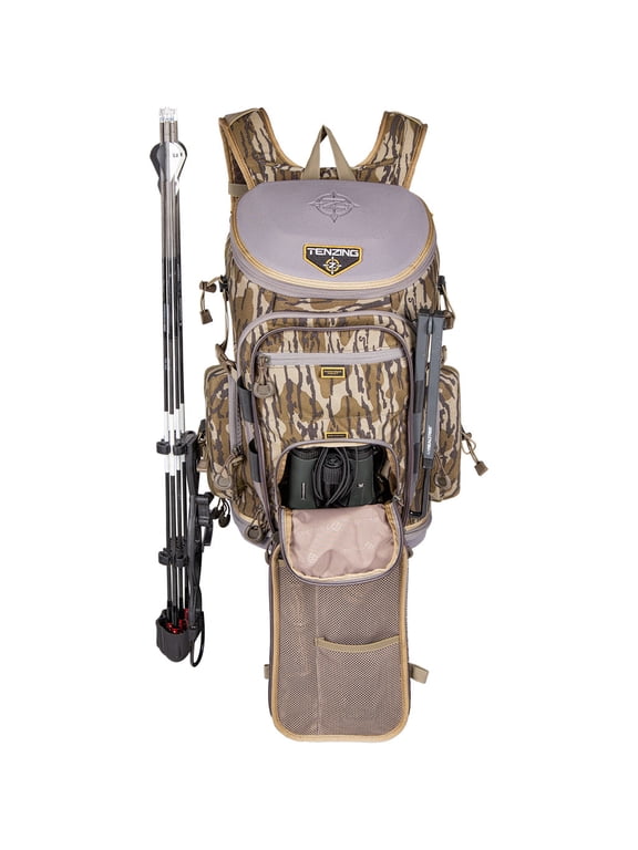 Hangtime Day Pack for Tree Stand Hunting, H2O Compatible EVA-Molded Durable Hunting Backpack with 7 Compartments & 15 Pockets, 1,600-cubic-inch Hunting Pack, Mossy Oak Bottomland