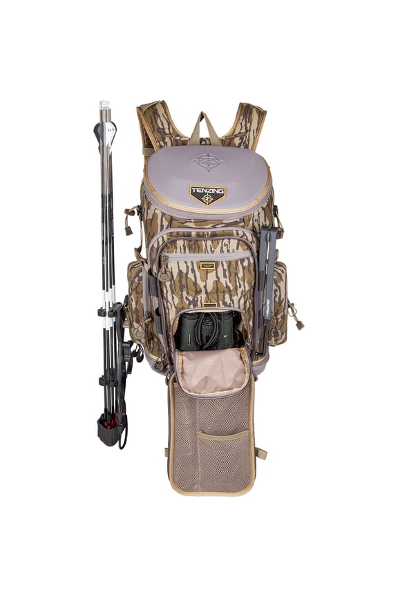 Hangtime Day Pack for Tree Stand Hunting, H2O Compatible EVA-Molded Durable Hunting Backpack with 7 Compartments & 15 Pockets, 1,600-cubic-inch Hunting Pack, Mossy Oak Bottomland
