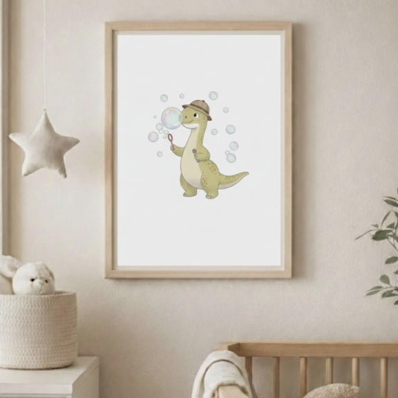 Teo Nursery Dinosaur Print, Unframed Paper Poster 8x10in