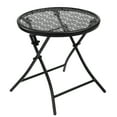 TeoKJ Folding Outdoor Side Tables Anti Rust Small Patio Table Round