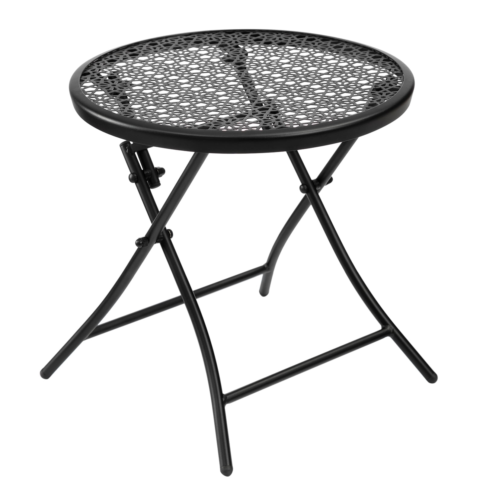 TeoKJ Outdoor Folding Side Table Patio foldable End Table Portable Outside Table 17.71" Height - Black