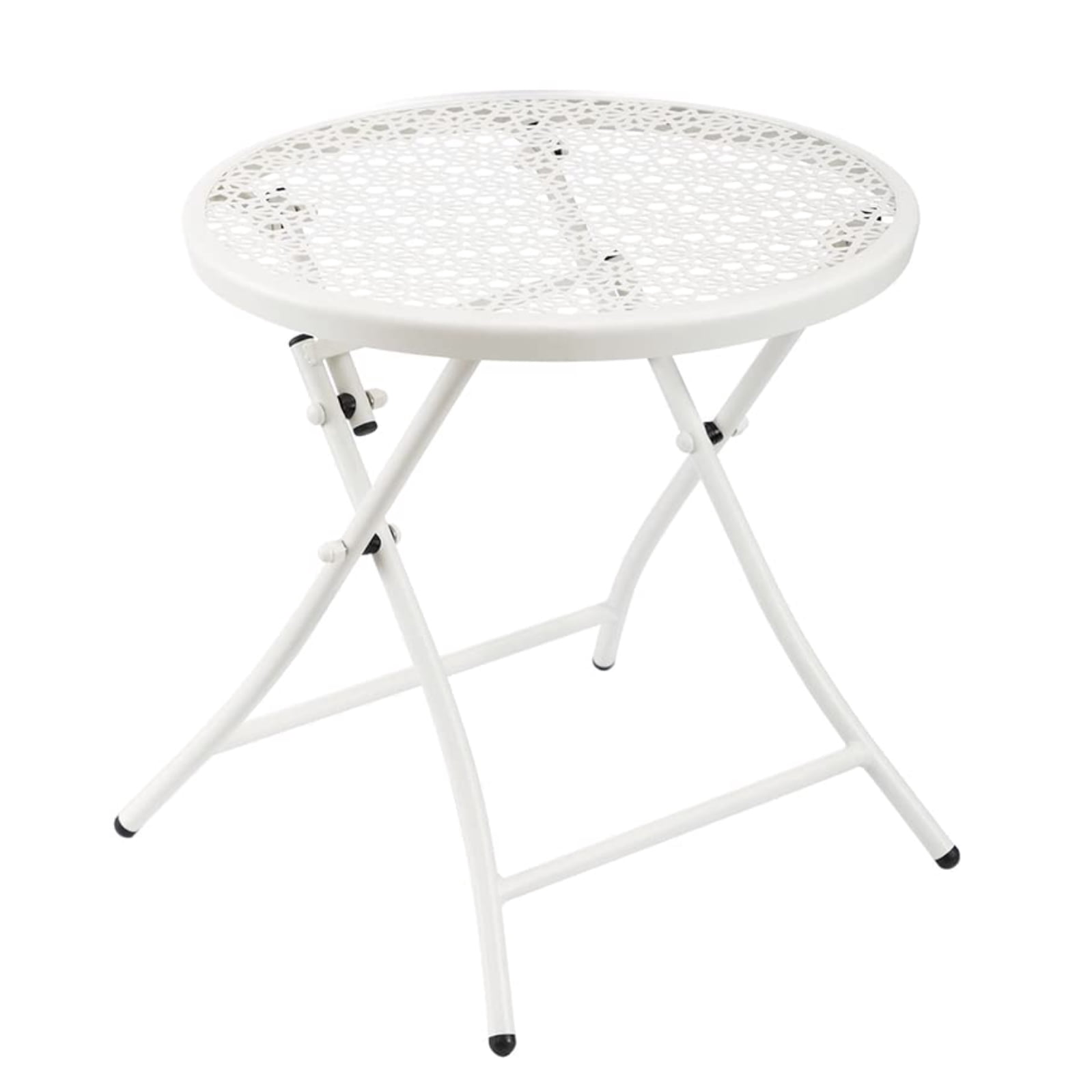 TeoKJ Folding Outdoor Side Tables Anti Rust Table Round Metal End Table ...