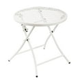 thumbnail image 1 of TeoKJ Folding Outdoor Side Tables Anti Rust Table Round Metal End Table Porch Yard 17.71" Height - White, 1 of 7